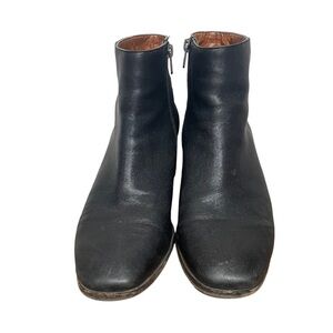 Lucky Brand Black Leather Block Heel Ankle Boots, 9M